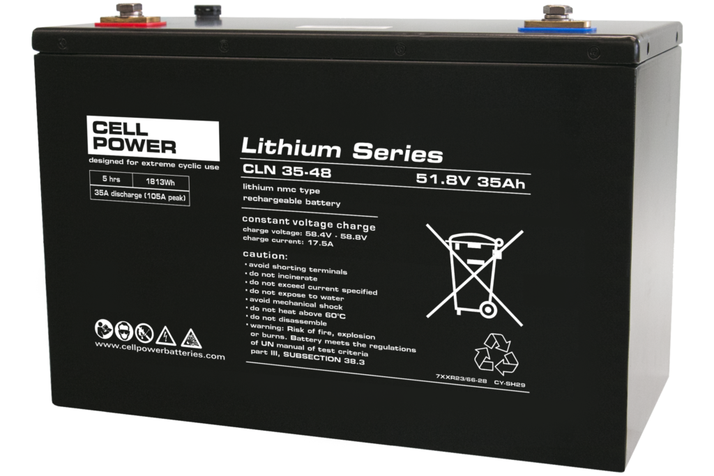 Cellpower CLN 35-48. Een lithium 48v, 35Ah accu met een nmc-chemie 